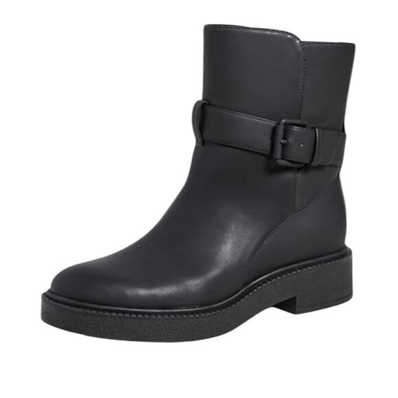 NWOT Women’s Vince Kaelyn Leather Buckled Ankle Black Boot Waterproof - Sz 9 - Picture 1 of 9
